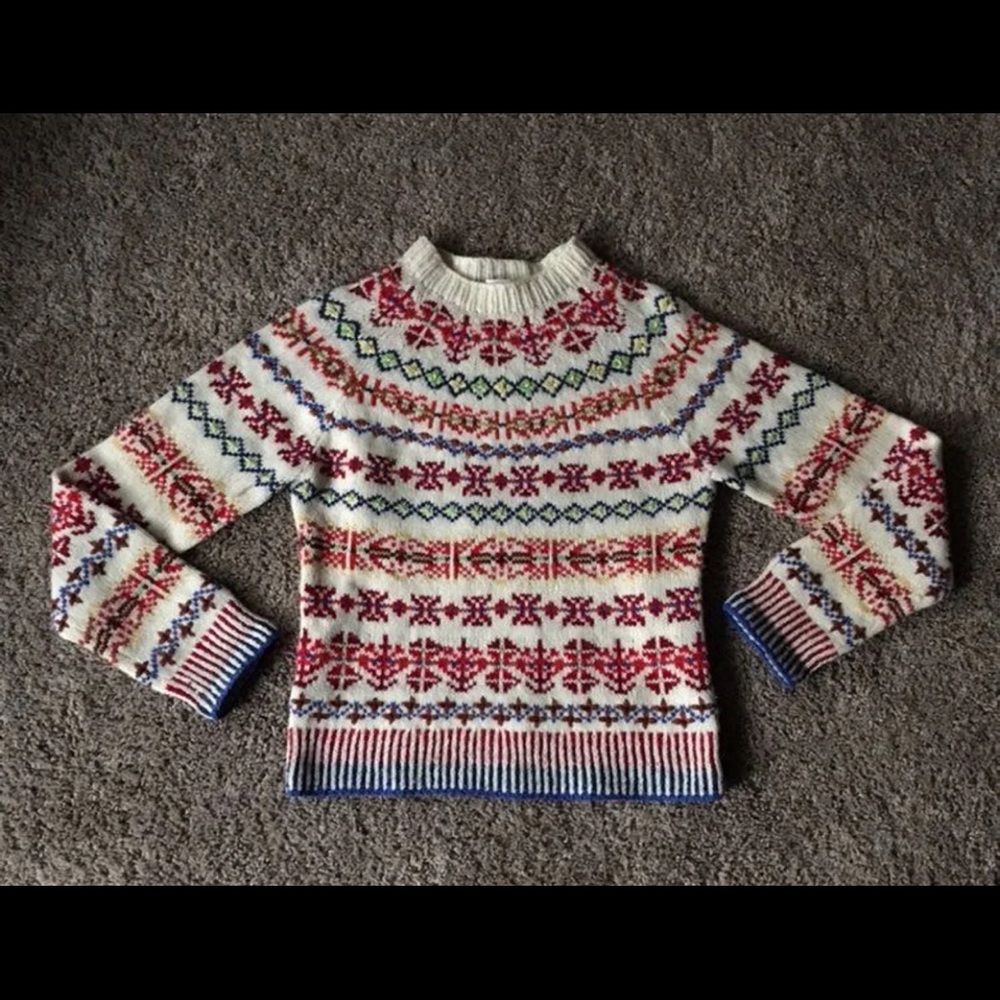 J.Crew Ornamental 100% Wool Sweater